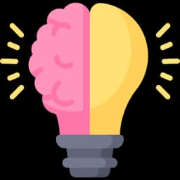Lightbulb with half brain inside glowing